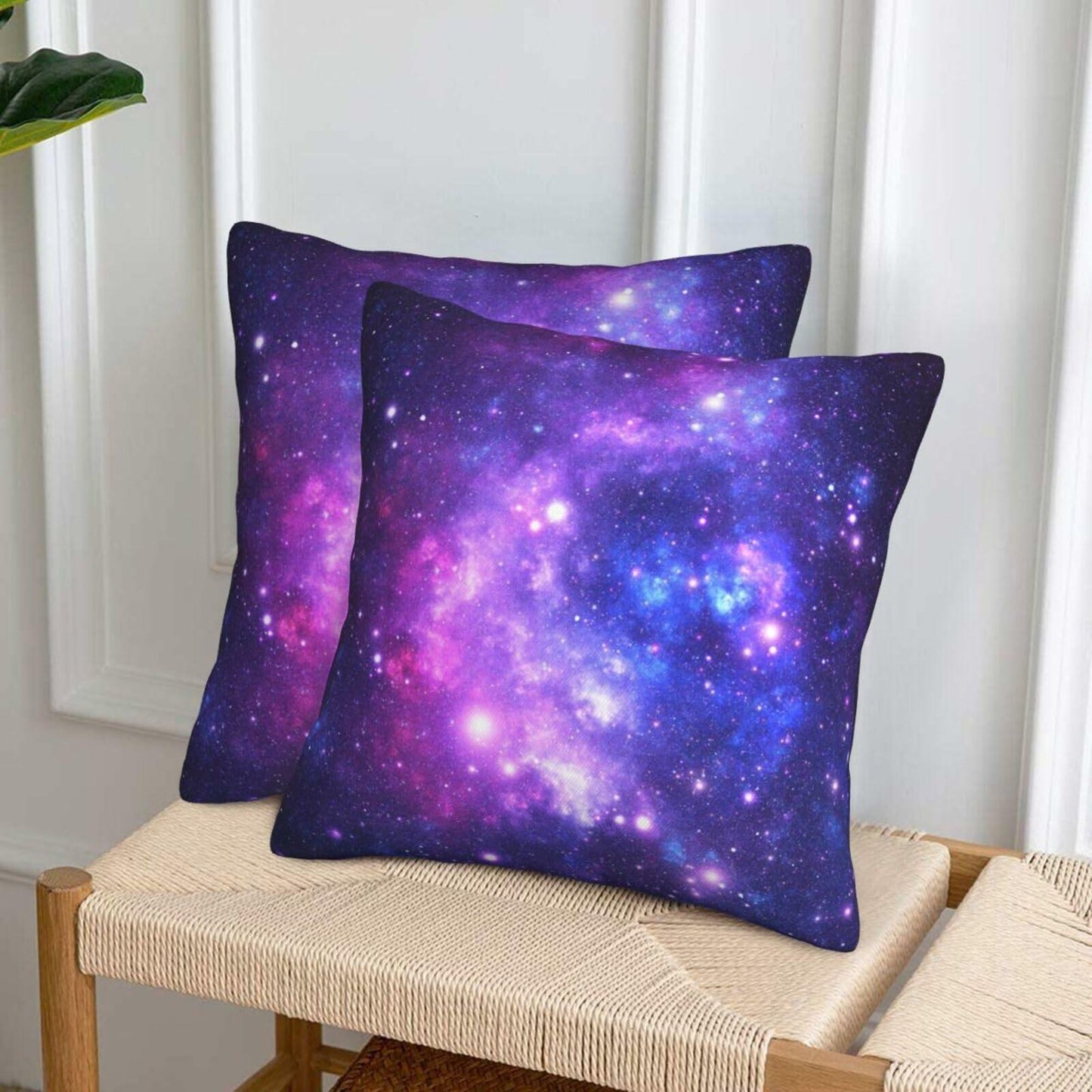 Tebjh Galaxy Star Pillow Covers 18x18 2-Pack Blue Nebula Throw Pillows