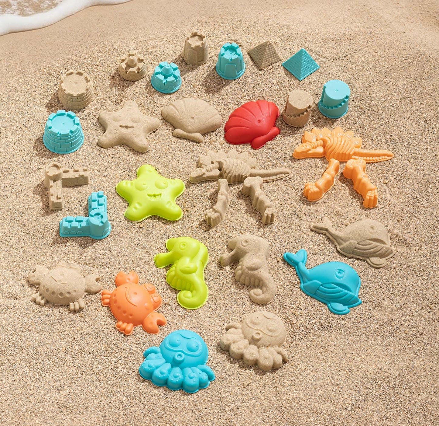 Beach Toys for Kids 19 PCS Sandcastle Set Bucket Shovel Mesh Bag