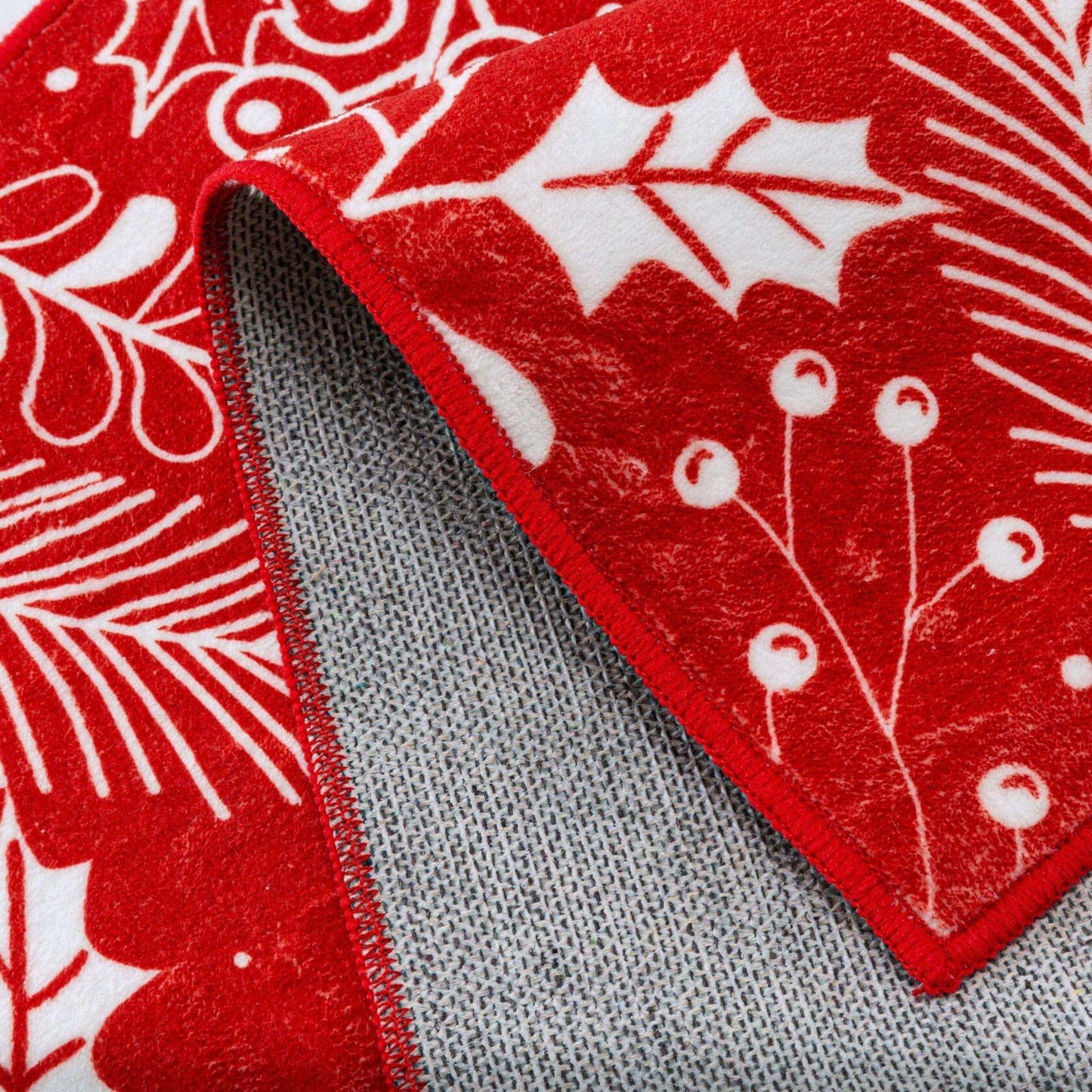 HUGEAR Christmas Area Rug 2x3 Red/White Non-Slip Low Pile Xmas Decor
