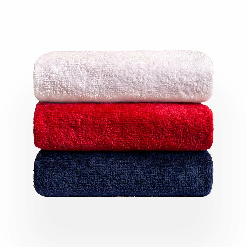 rsmon Cotton Golf Towels 20x17 Inch Red Navy Blue White Pack of 3