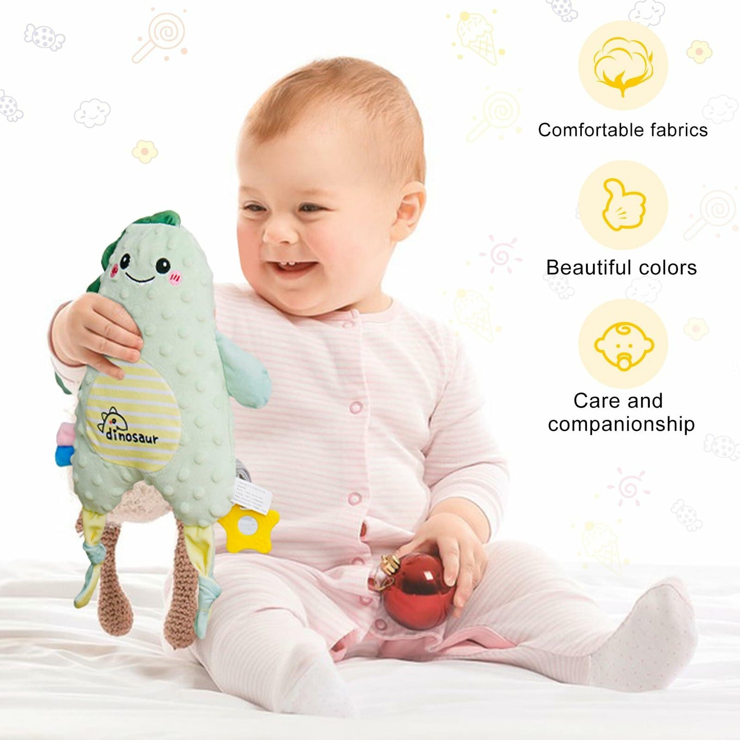 KELCIO Lion Plush Soother Toy for Babies Yellow 14.6 Inch