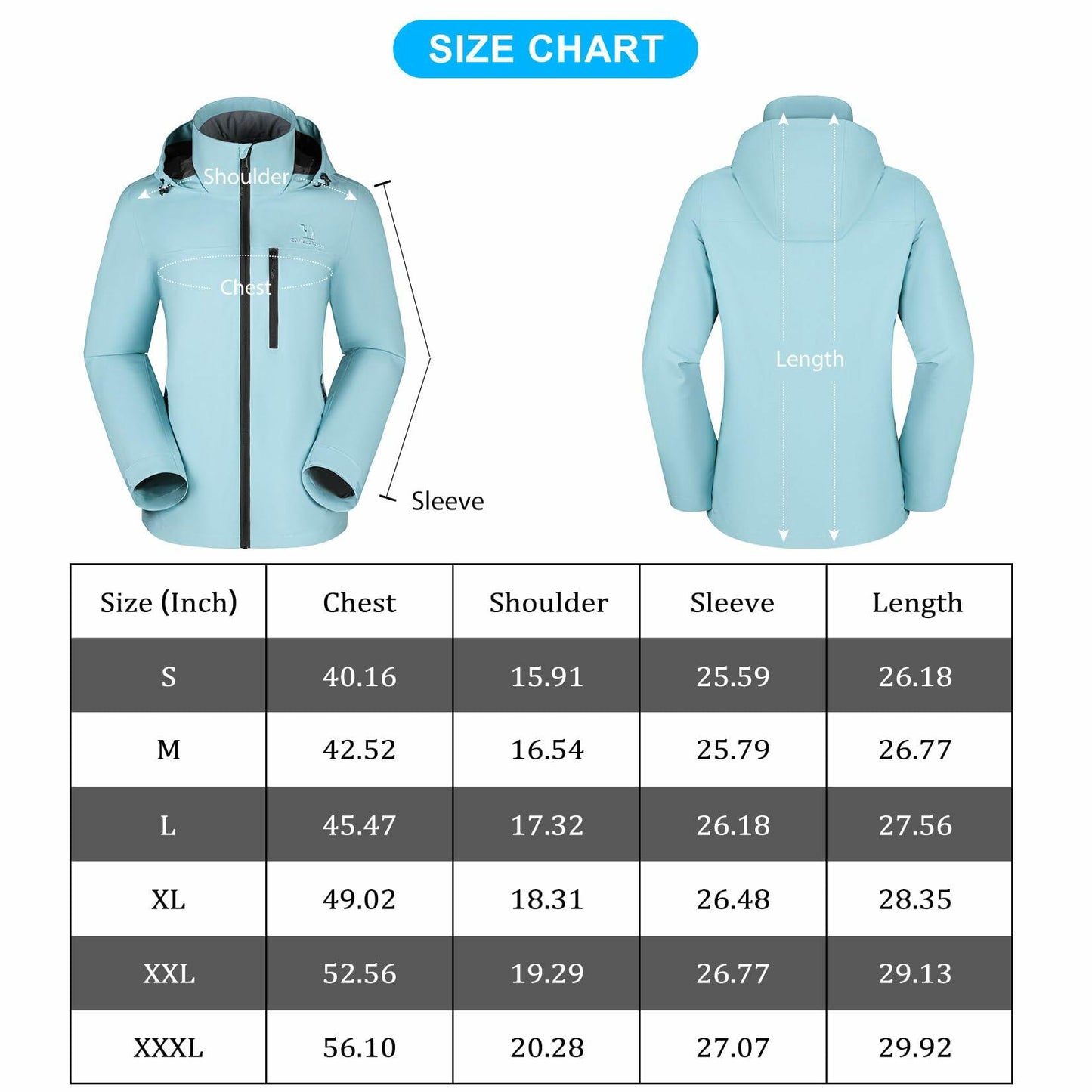 CAMEL CROWN Women's Waterproof Shell BLUE Jacket Windbreaker Hooded Rain Coat XL