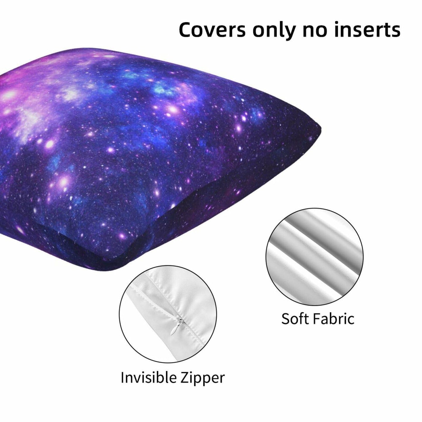 Tebjh Galaxy Star Pillow Covers 18x18 2-Pack Blue Nebula Throw Pillows