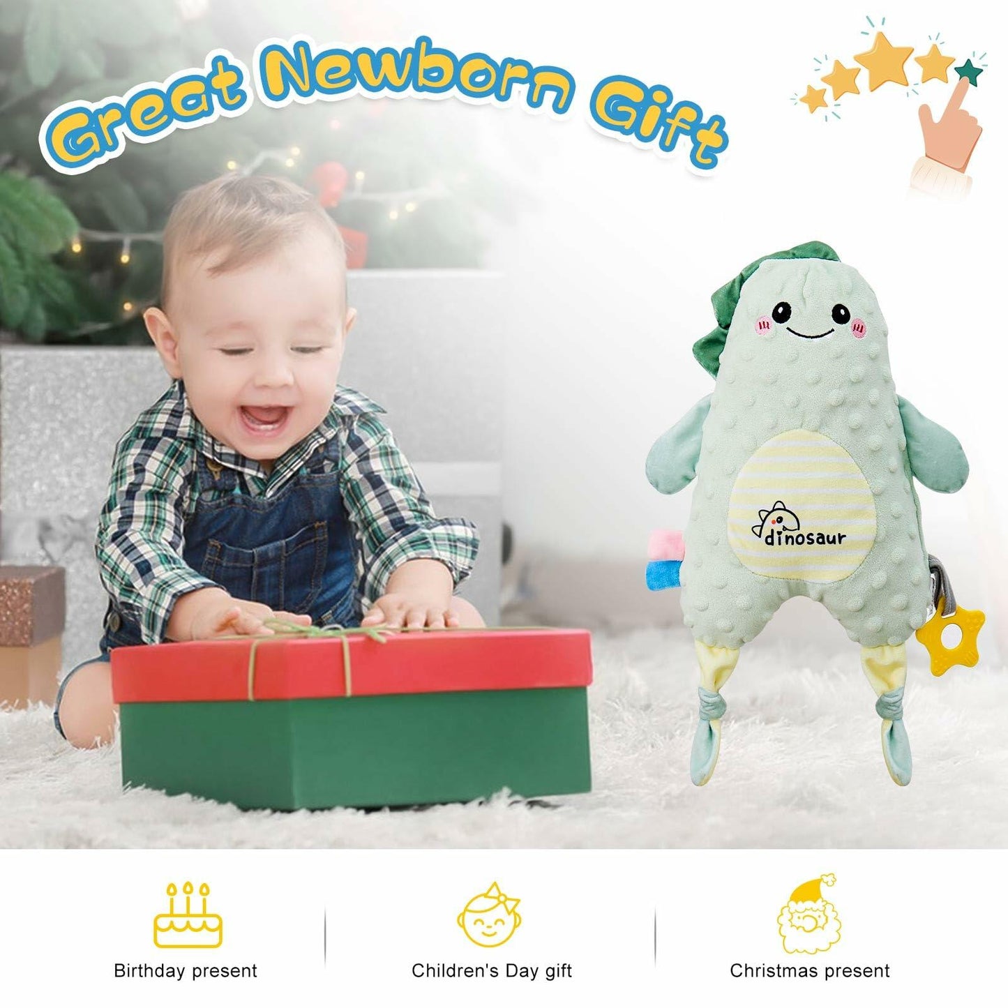 KELCIO Lion Plush Soother Toy for Babies Yellow 14.6 Inch