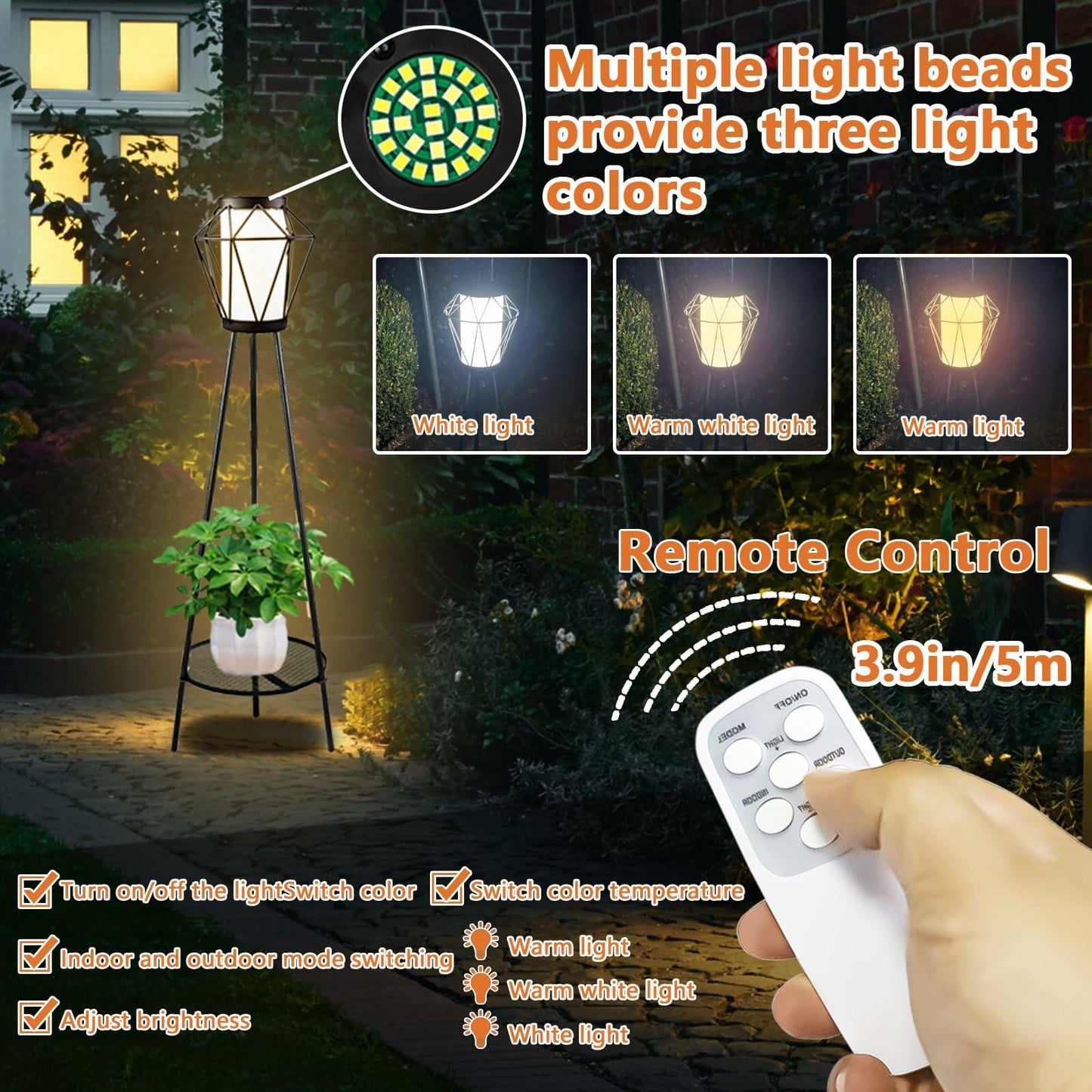 TOOTOO STAR Outdoor Metal Solar Floor Lamp Waterproof Remote Control