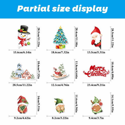 210Pcs Double-Sided Christmas Window Clings Stickers for Glass - 9 Sheets