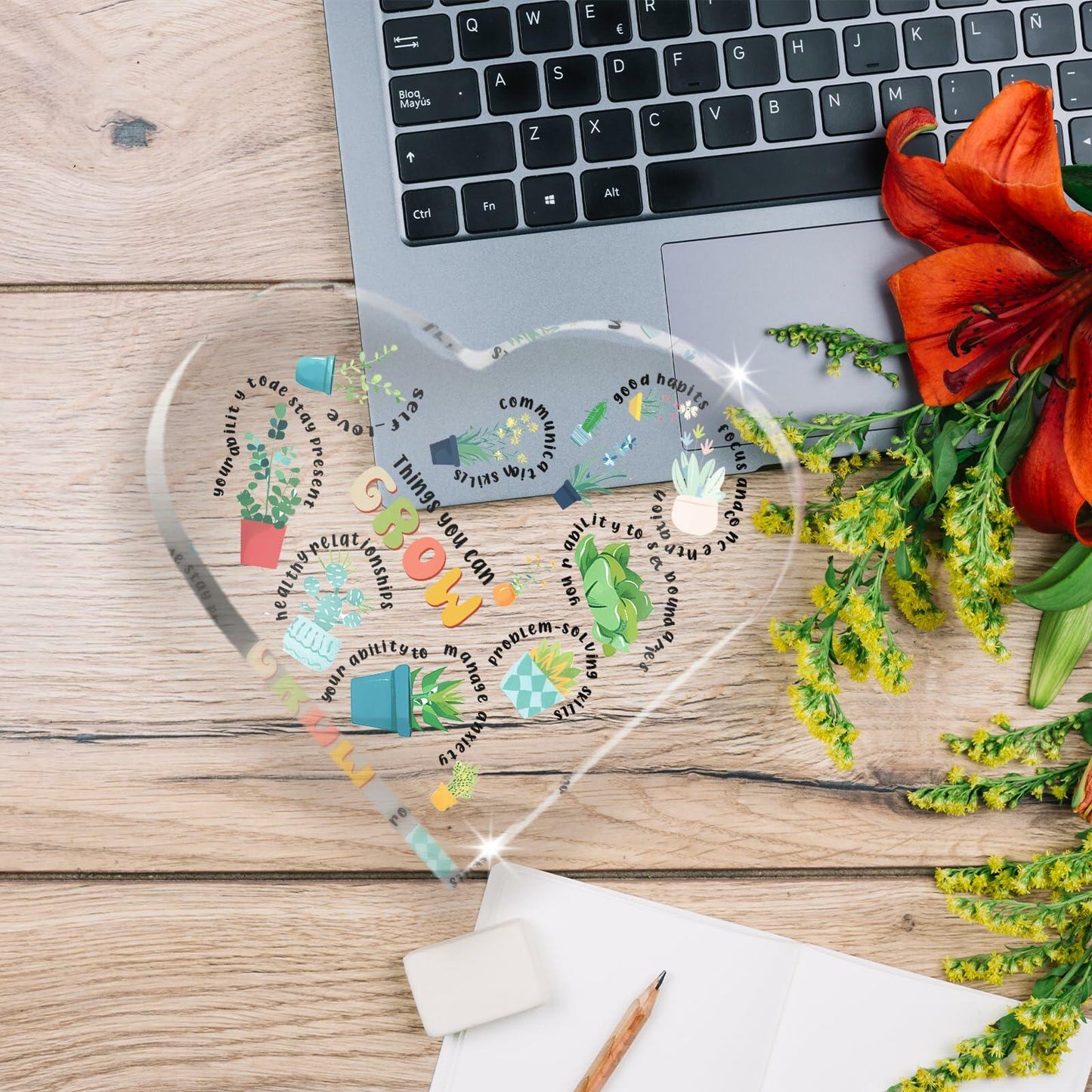 Zelaxeyi Therapist Gifts Mental Health Decor Acrylic Heart Sign