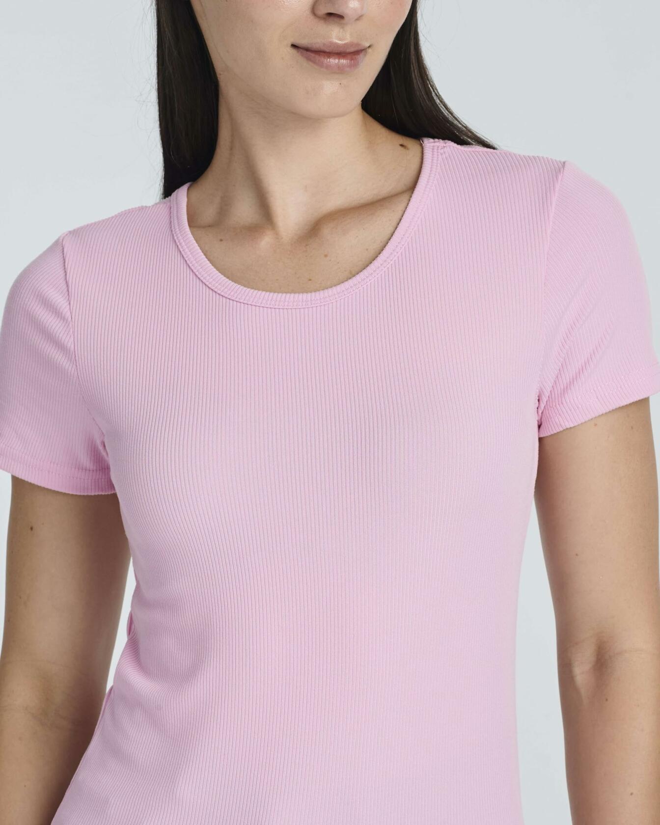 Women's Ribbed Knit Short Sleeve Crew Neck T-Shirt 4 Pack Size 2XL