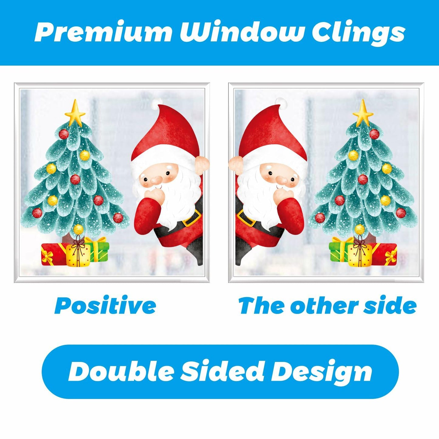 210Pcs Double-Sided Christmas Window Clings Stickers for Glass - 9 Sheets