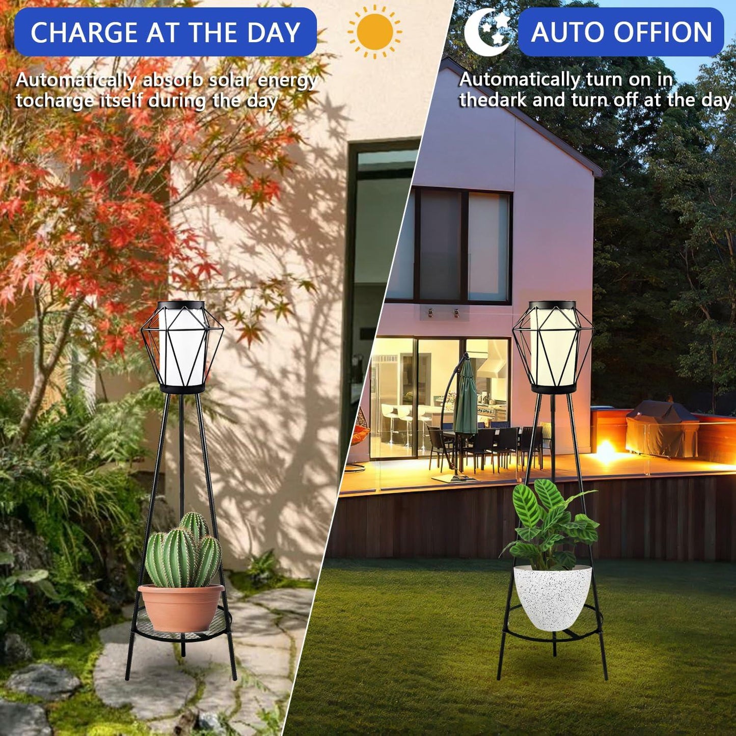 TOOTOO STAR Outdoor Metal Solar Floor Lamp Waterproof Remote Control