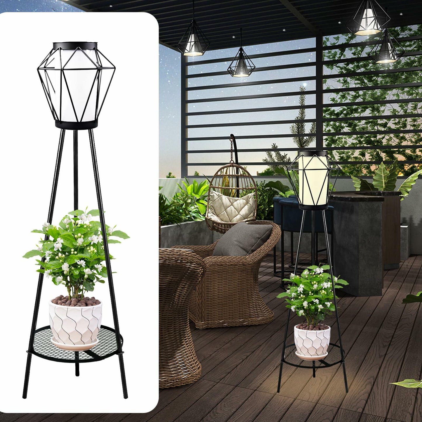 TOOTOO STAR Outdoor Metal Solar Floor Lamp Waterproof Remote Control