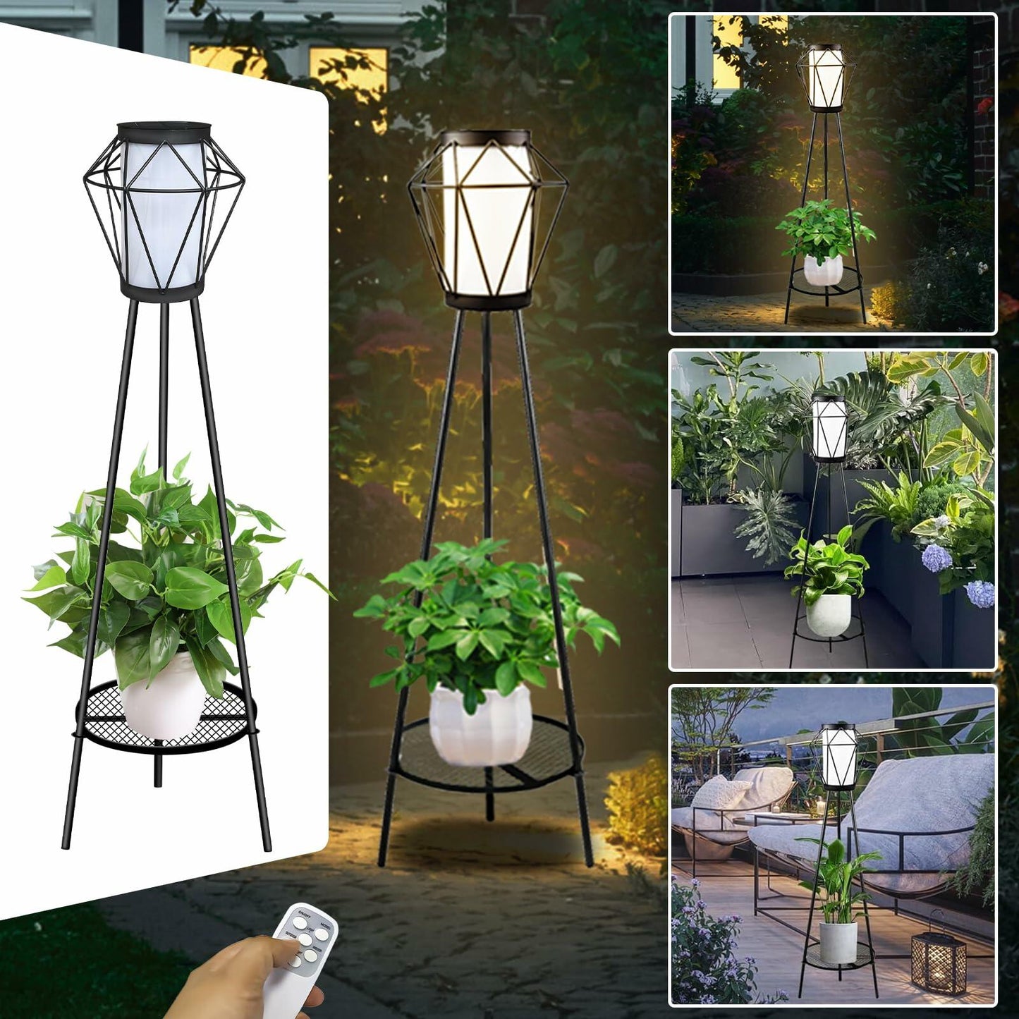 TOOTOO STAR Outdoor Metal Solar Floor Lamp Waterproof Remote Control