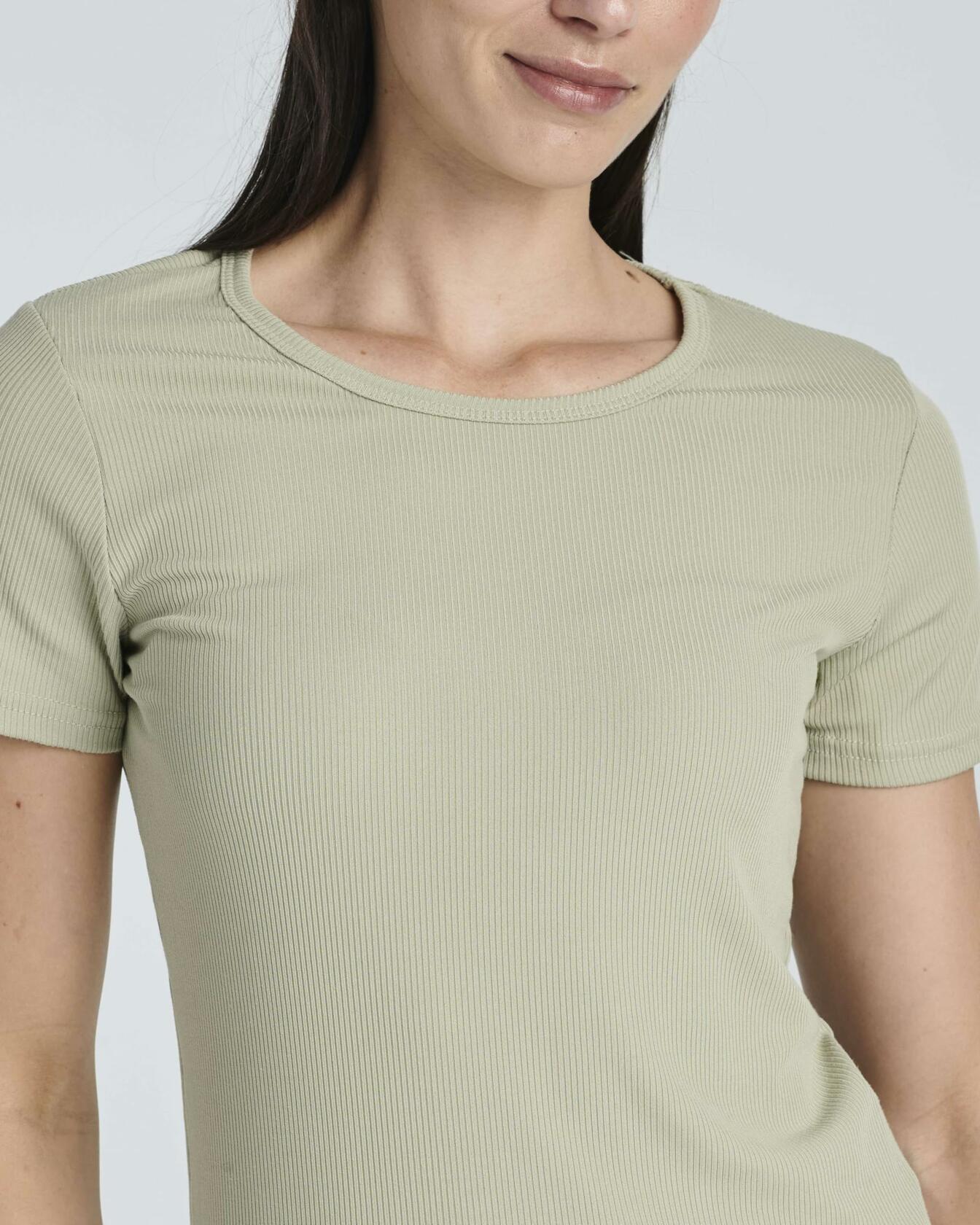 Women's Ribbed Knit Short Sleeve Crew Neck T-Shirt 4 Pack Size 2XL