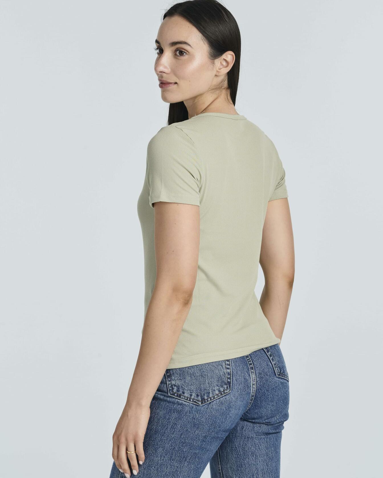 Women's Ribbed Knit Short Sleeve Crew Neck T-Shirt 4 Pack Size 2XL