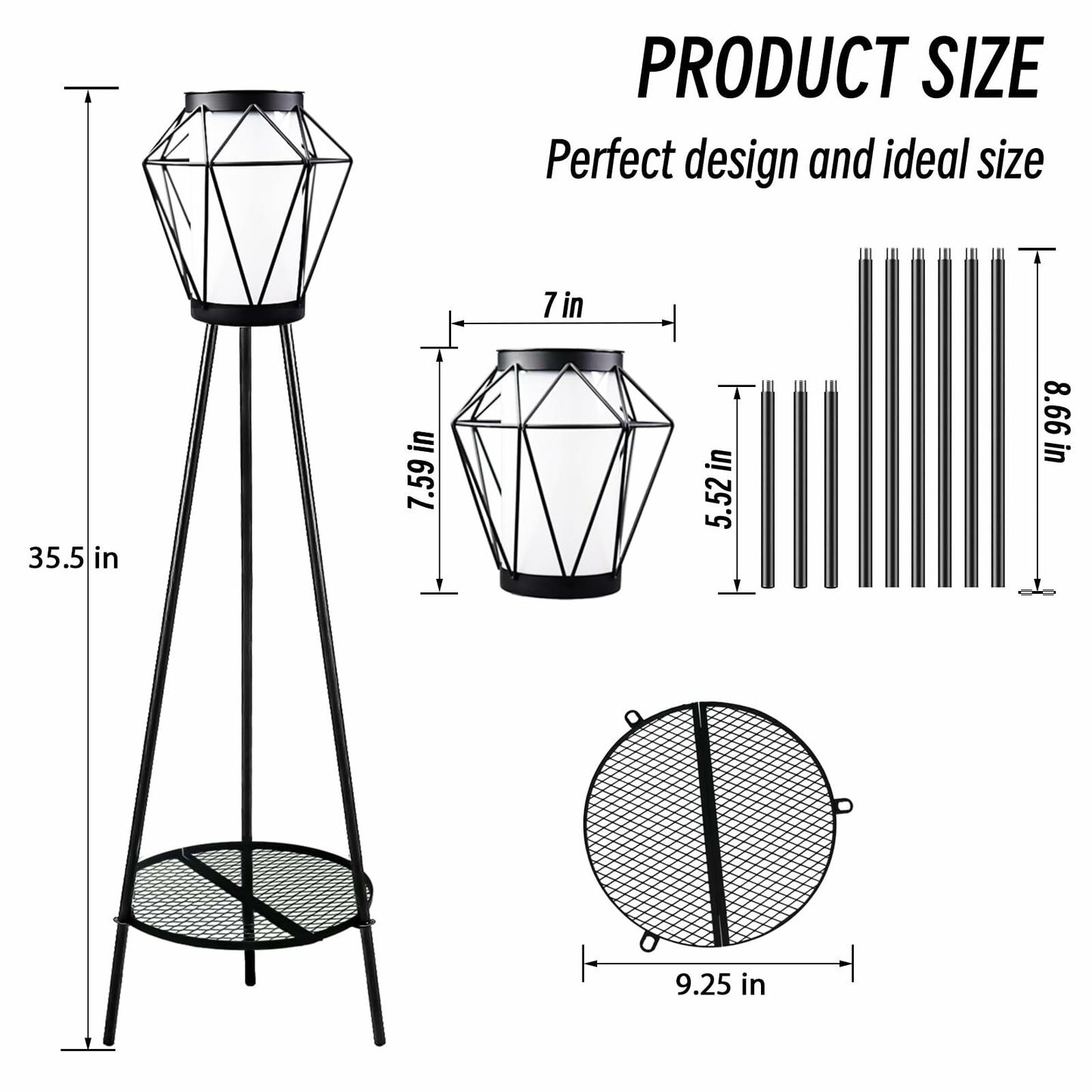 TOOTOO STAR Outdoor Metal Solar Floor Lamp Waterproof Remote Control