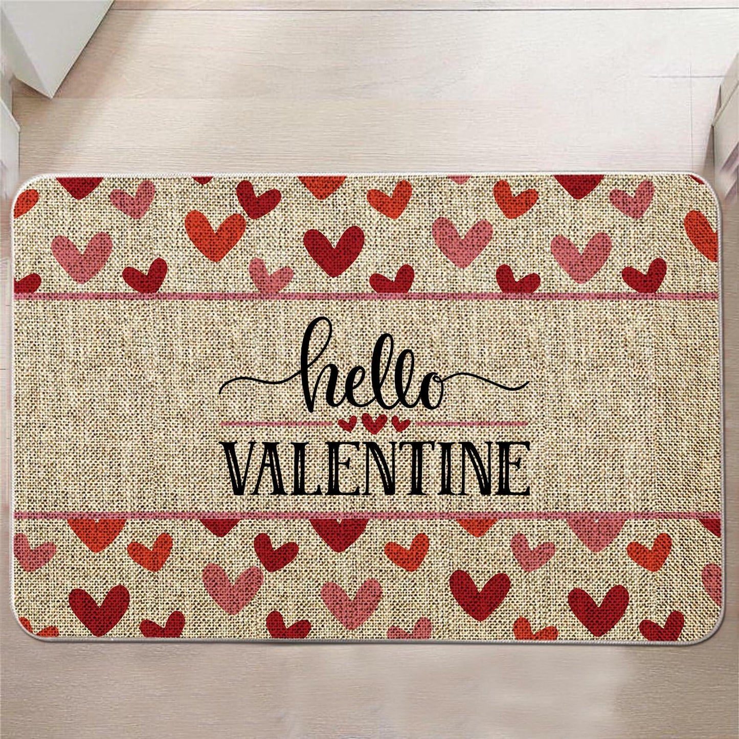 GAGEC Valentines Day Door Mat Hello Valentine Heart Welcome 17x27 Inch