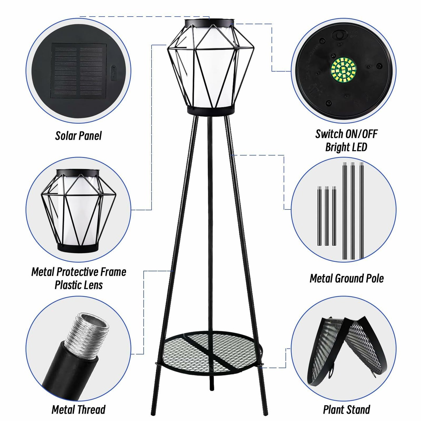 TOOTOO STAR Outdoor Metal Solar Floor Lamp Waterproof Remote Control