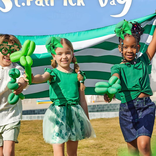 St. Patrick’s Day Leprechaun Top Hat Hair Bow Clips Green Clover Shamrock