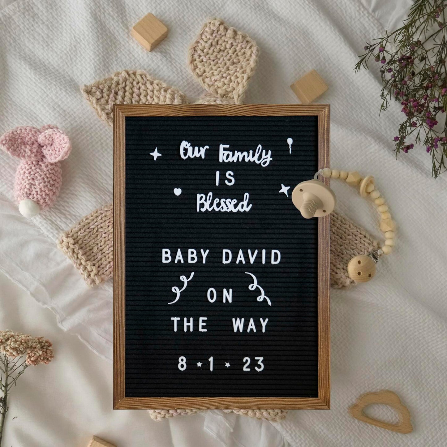 Flash Furniture Gracie 12x17 Letter Board Black Felt Torched Wood w/389 Letters
