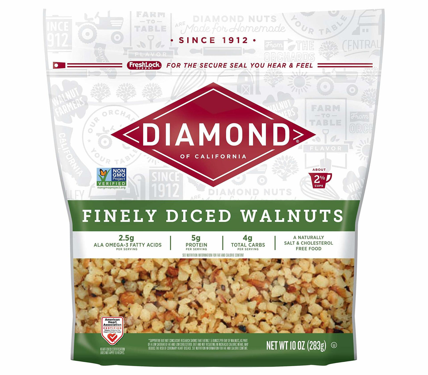 BestBy08/25 Diamond of California Finely Diced Walnuts 10oz 12 Pack