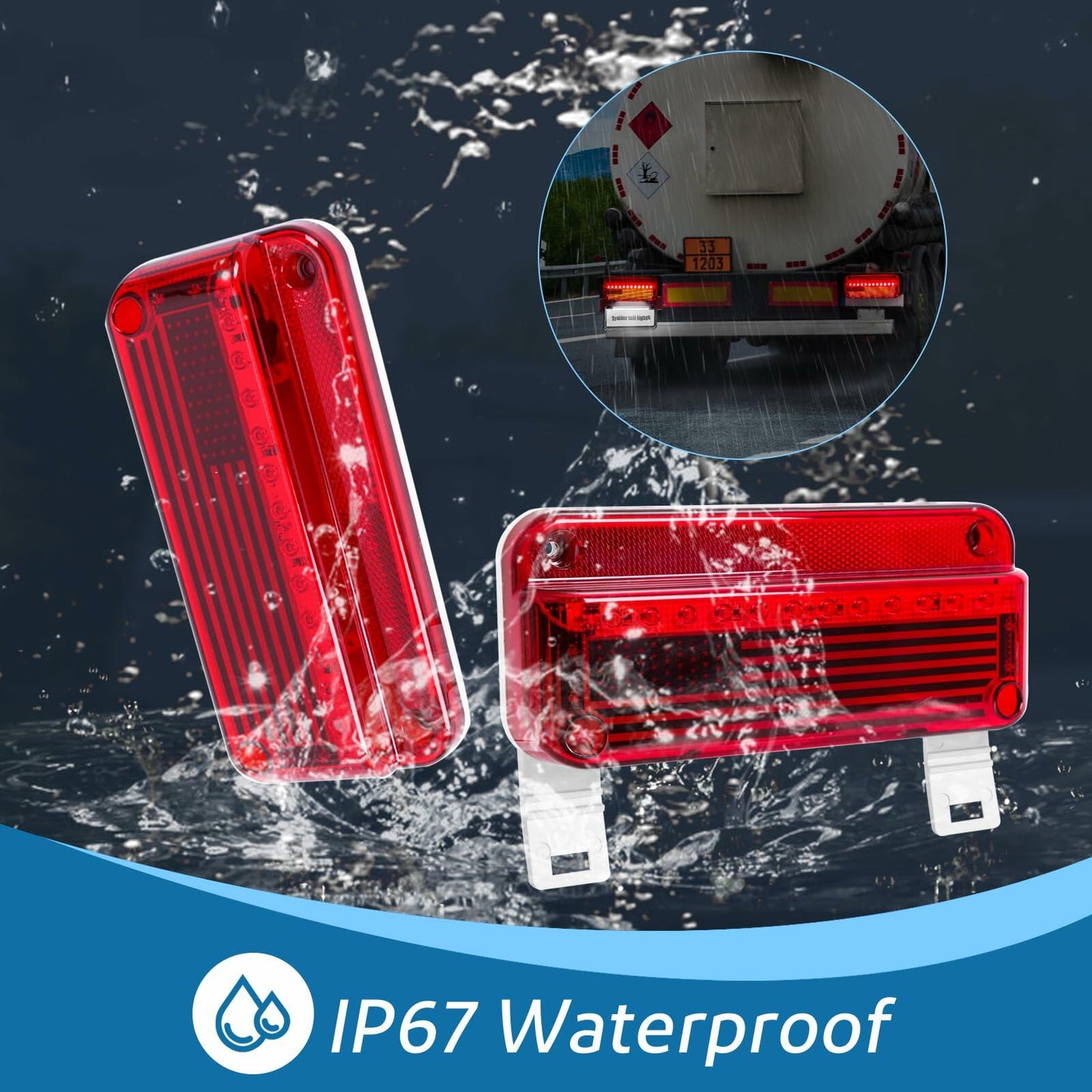 EXERAUO 77 LED RV Tail Lights Brake Stop Turn Waterproof Red HDD-020