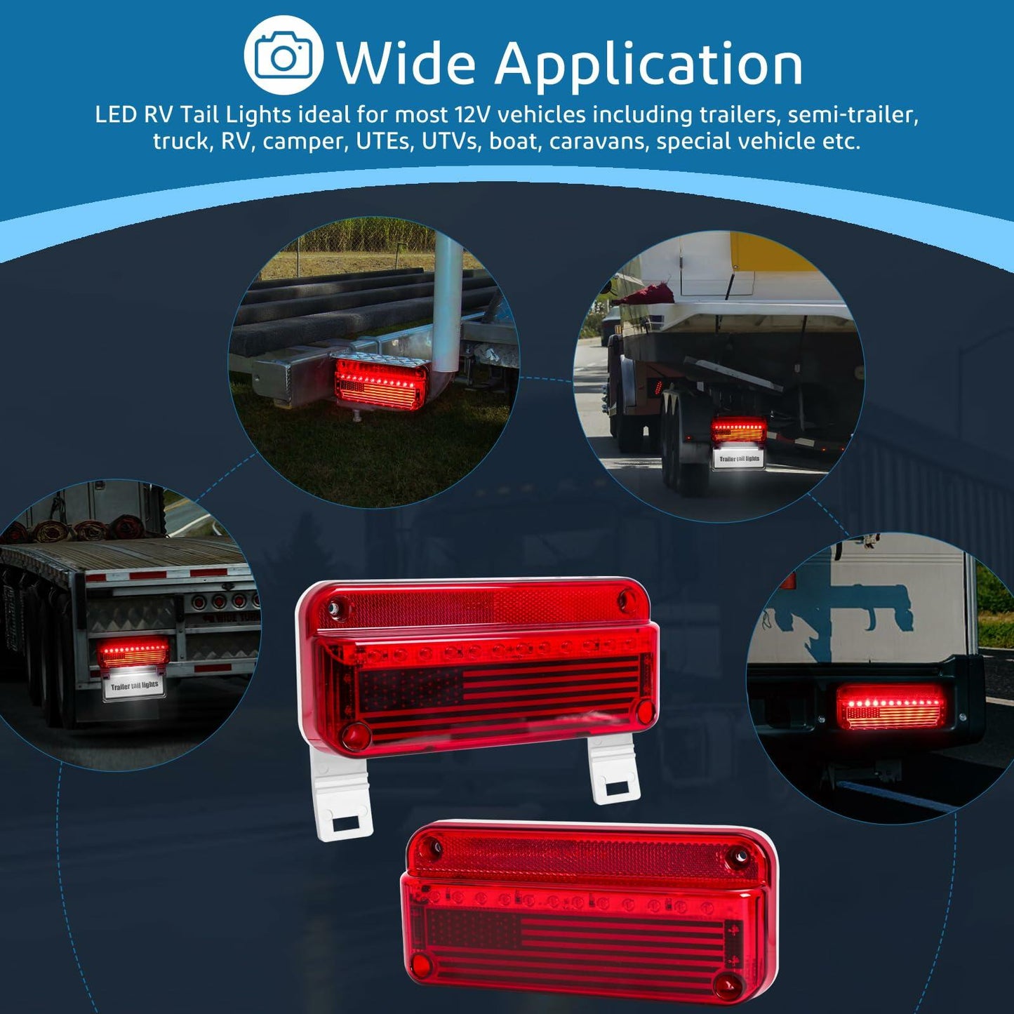 EXERAUO 77 LED RV Tail Lights Brake Stop Turn Waterproof Red HDD-020