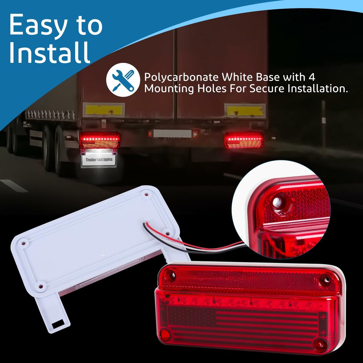 EXERAUO 77 LED RV Tail Lights Brake Stop Turn Waterproof Red HDD-020