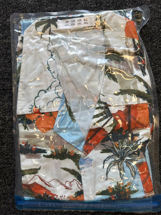 APTRO Hawaiian Shirt Men Tropical Short Sleeve Button Down Shirt Size 2X