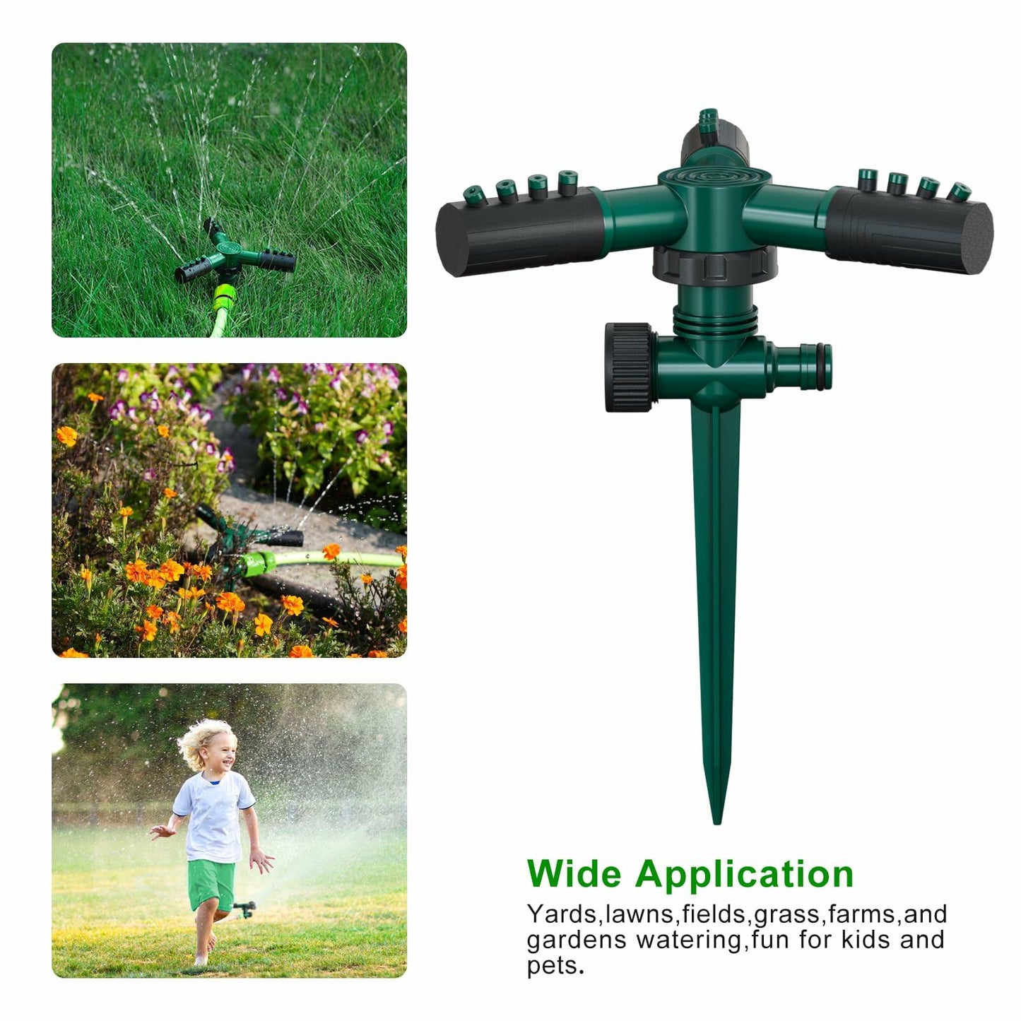 Gyrivav 360° Rotating Metal Lawn Sprinkler Fits 1/2'' Hose Heavy Duty