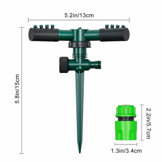 Gyrivav 360° Rotating Metal Lawn Sprinkler Fits 1/2'' Hose Heavy Duty