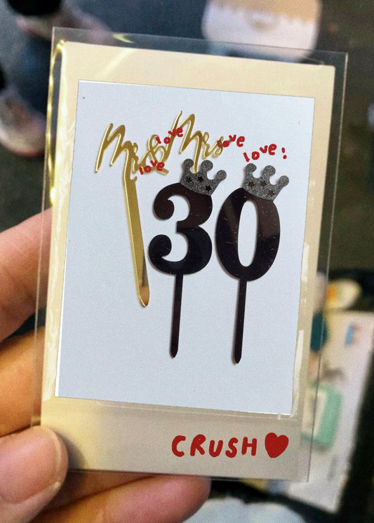 Large Number 6 Cake Topper Black Crown Birthday Anniversary Party Decor