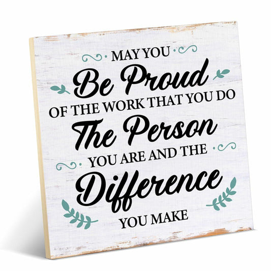 Coworker Retirement Wood Sign Desk Decor 6.3x6.3 Inch Home Office Gift