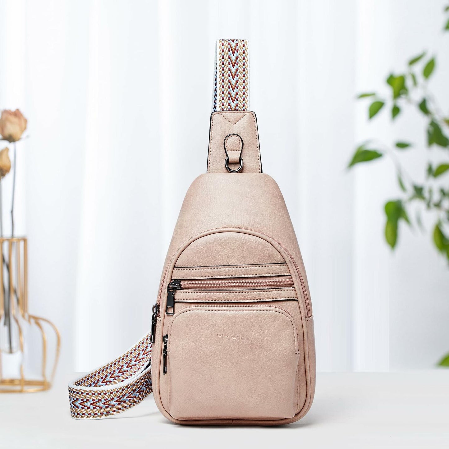 Mroede Sling Crossbody Bag Women Casual Travel Beige 7.3x4.3x11.5 Size