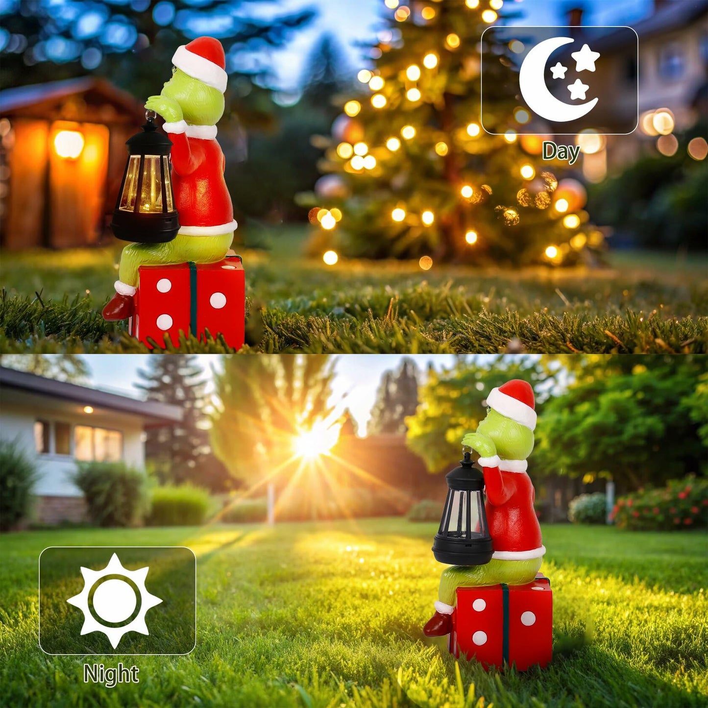 Solar Light Garden Statue Resin Outdoor Christmas Decoration Style 1