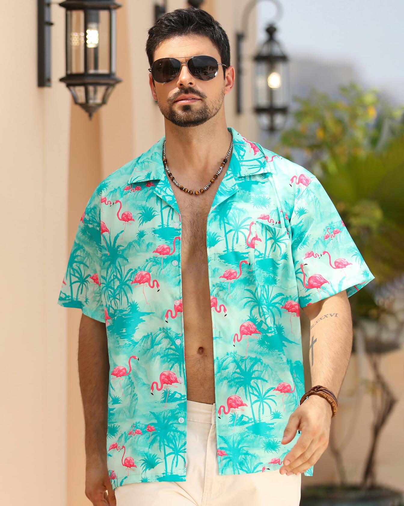 APTRO Hawaiian Shirt Men Tropical Short Sleeve Button Down Shirt Size 2X