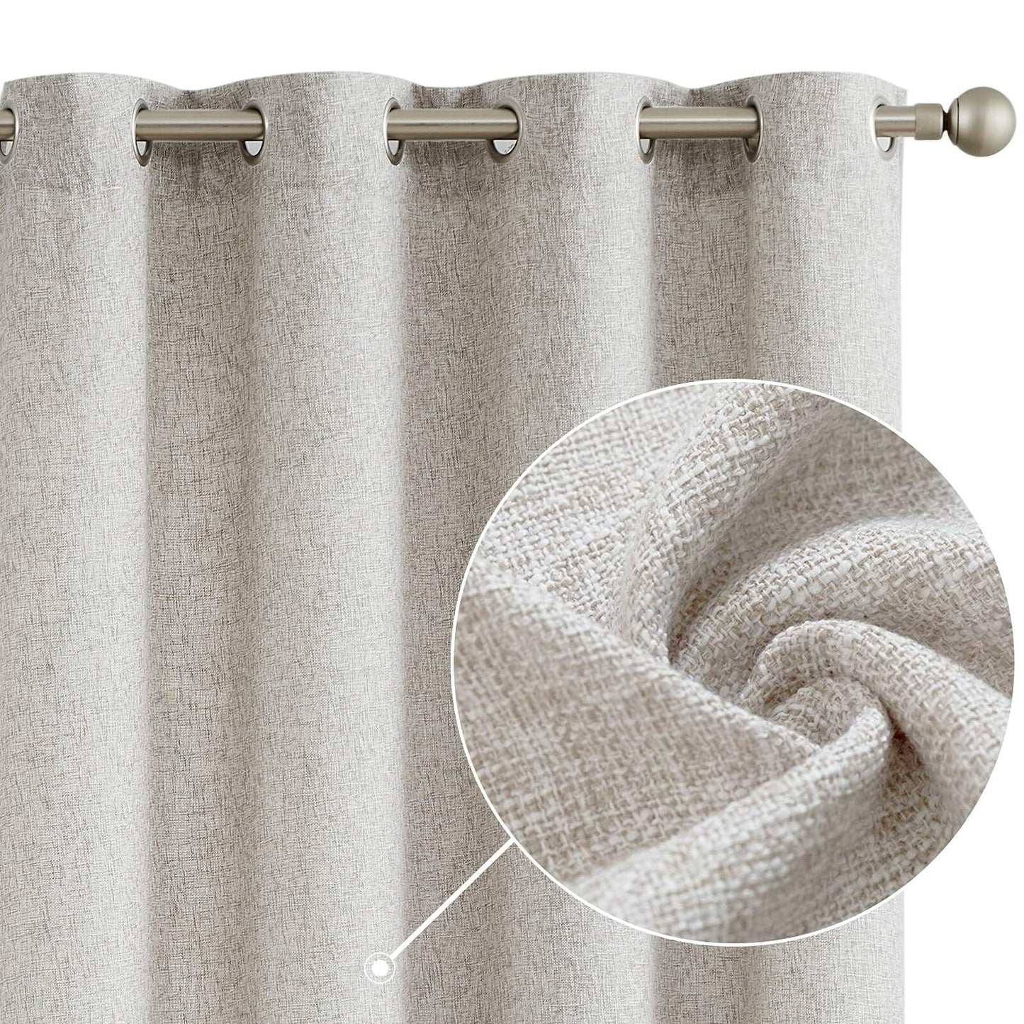 Jinchan Faux Linen Burlap Curtains 63" Heathered Gray 2pc Grommet Panels
