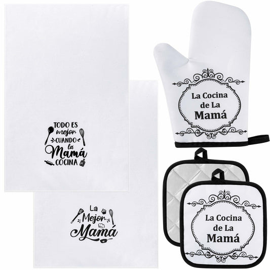 Teenyyou Kitchen Set 5 Pcs Dish Towels Oven Pads Pot Holder Oven Mitt