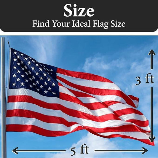 American Flag 3x5 FT Heavy Duty Nylon Outdoor USA Flag Embroidered Stars