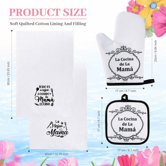 Teenyyou Kitchen Set 5 Pcs Dish Towels Oven Pads Pot Holder Oven Mitt