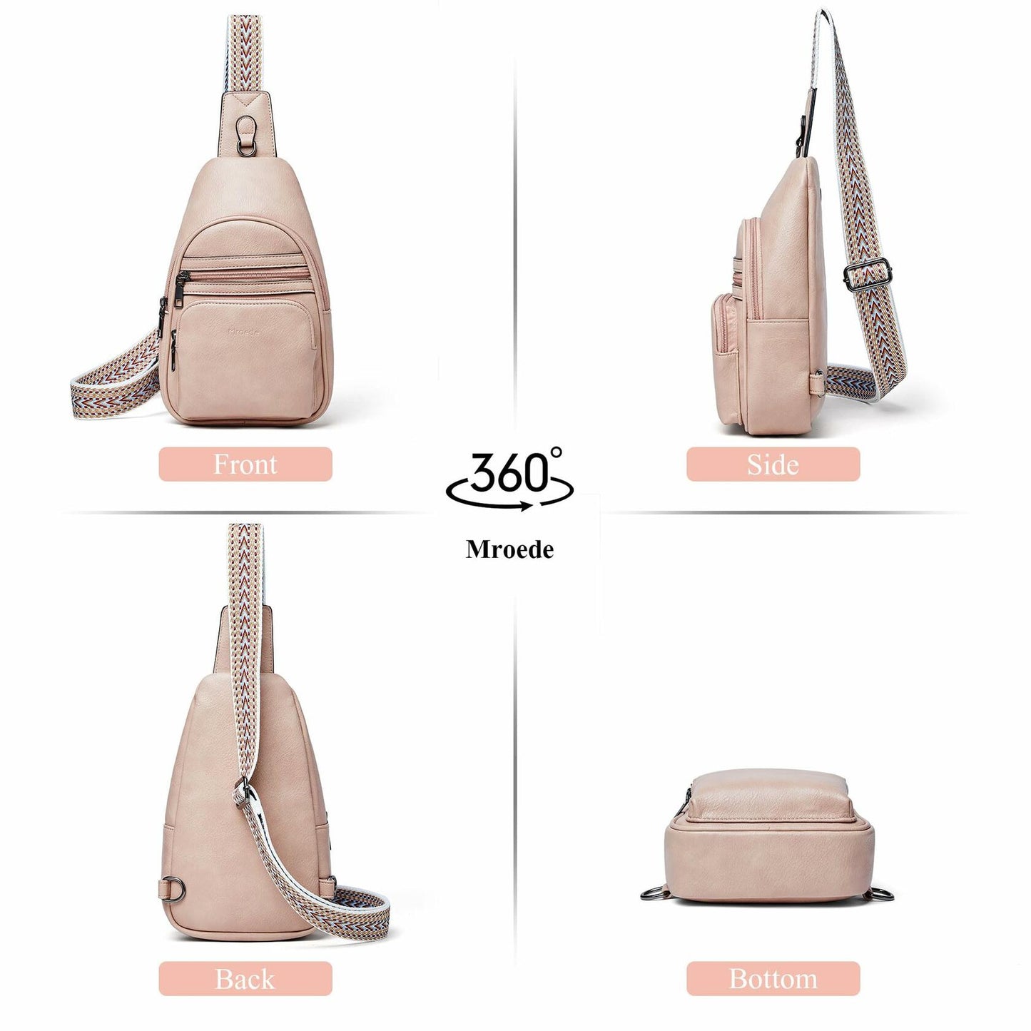 Mroede Sling Crossbody Bag Women Casual Travel Beige 7.3x4.3x11.5 Size