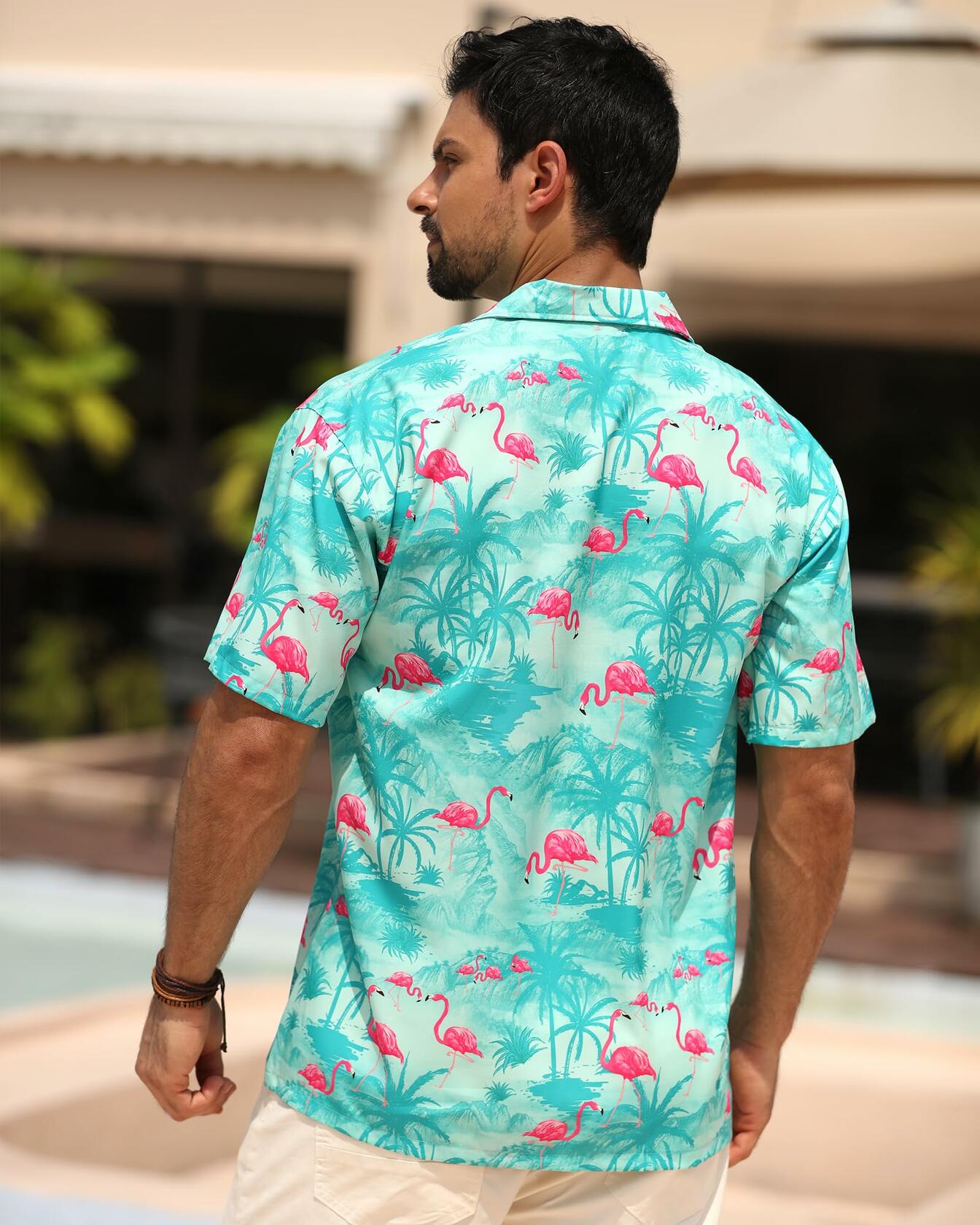 APTRO Hawaiian Shirt Men Tropical Short Sleeve Button Down Shirt Size 2X