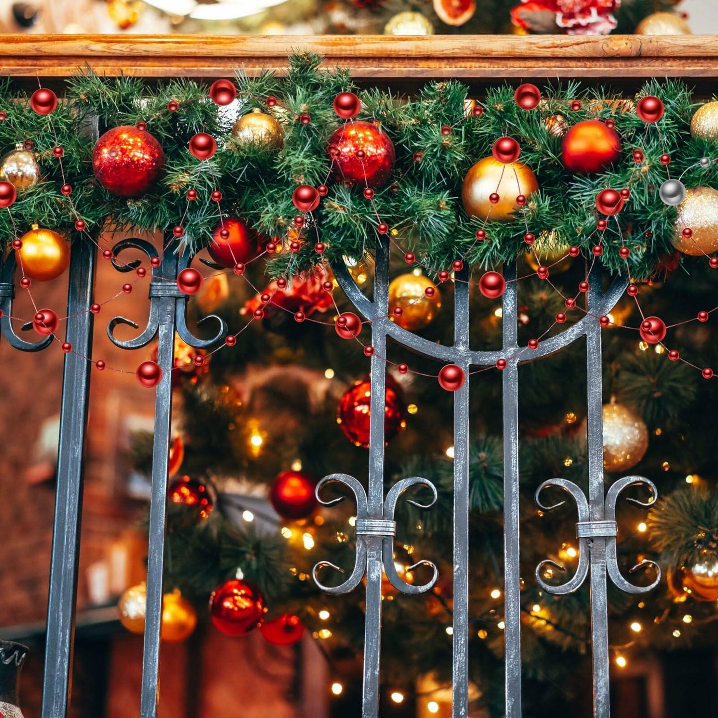 Ecally 250ft Plastic Beads Garland Chain Roll Red Wedding Decoration