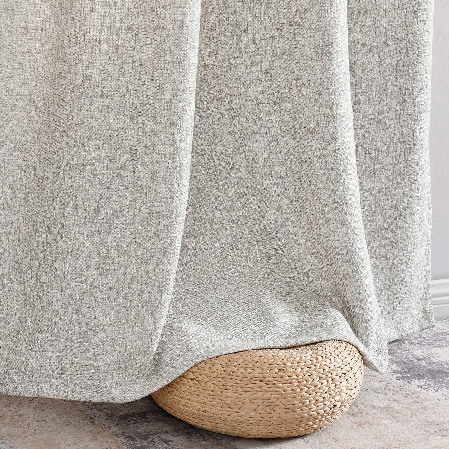 Jinchan Faux Linen Burlap Curtains 63" Heathered Gray 2pc Grommet Panels