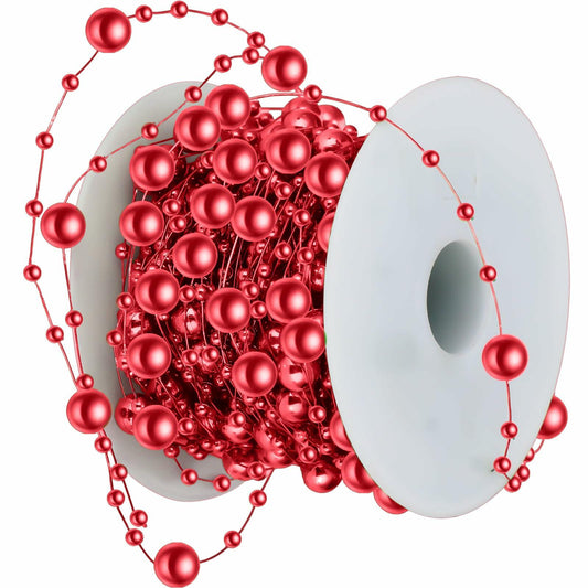 Ecally 250ft Plastic Beads Garland Chain Roll Red Wedding Decoration
