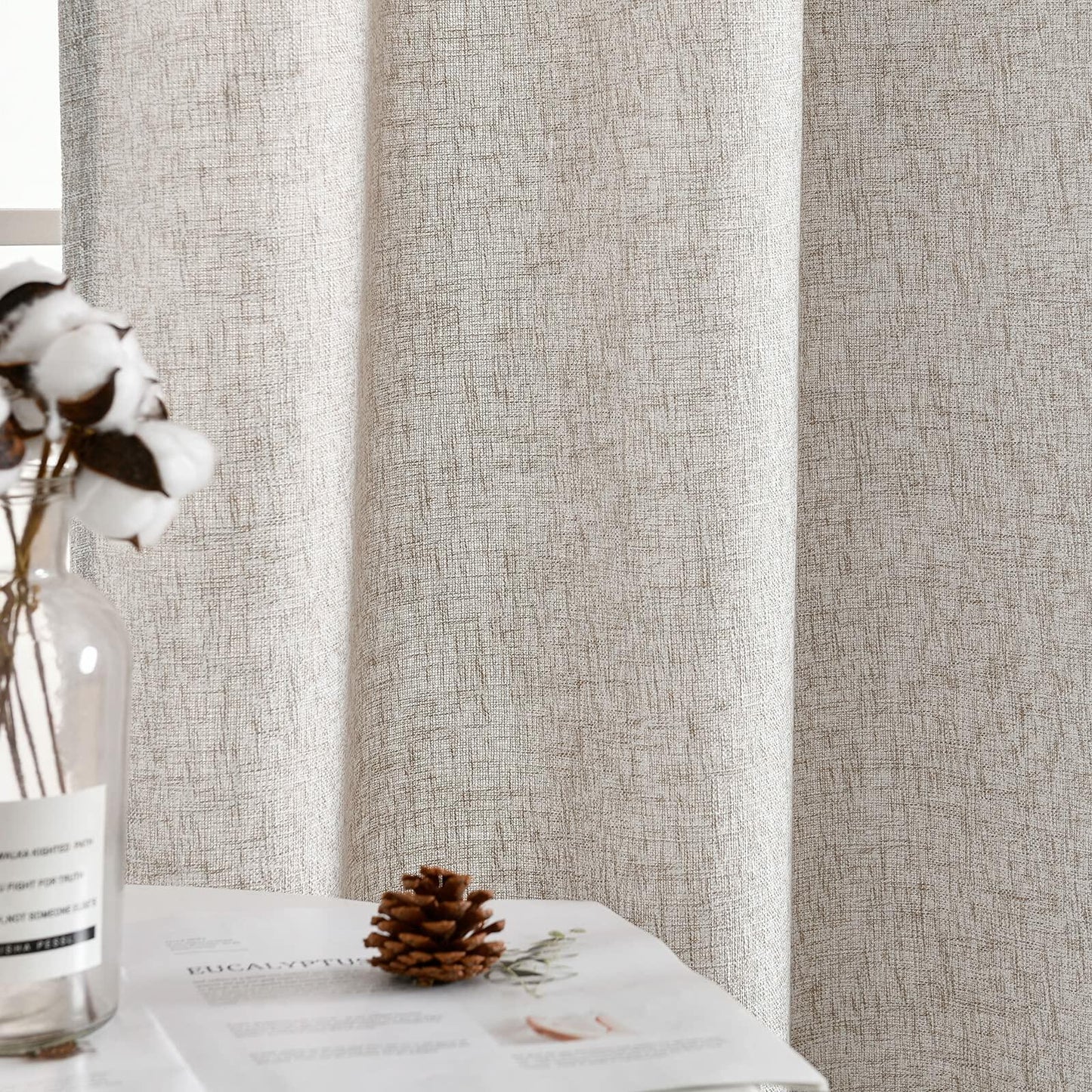 Jinchan Faux Linen Burlap Curtains 63" Heathered Gray 2pc Grommet Panels