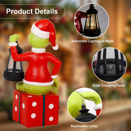 Solar Light Garden Statue Resin Outdoor Christmas Decoration Style 1