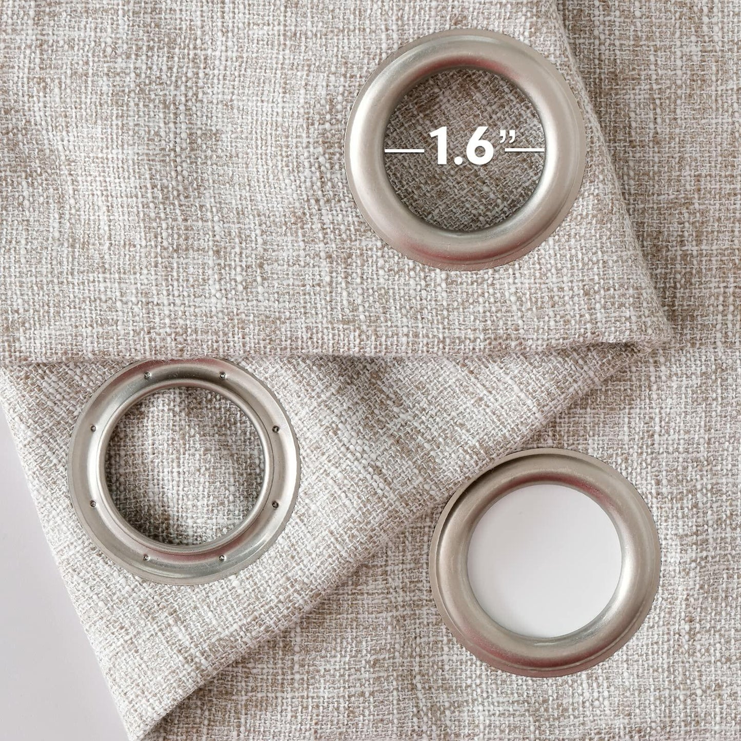 Jinchan Faux Linen Burlap Curtains 63" Heathered Gray 2pc Grommet Panels