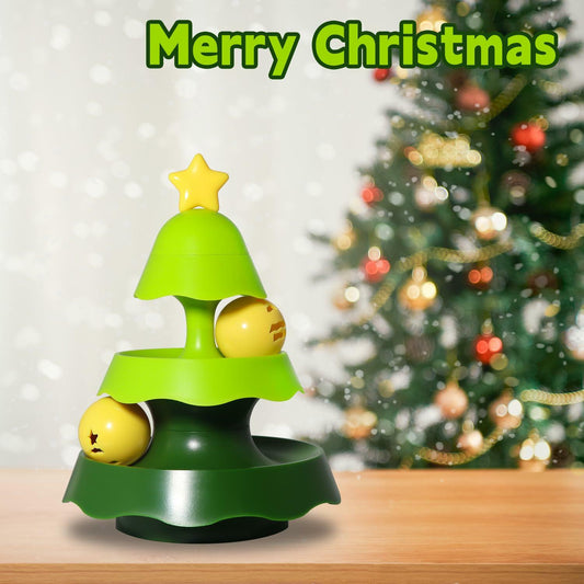 SIWWBW Cat Treat Dispenser Puzzle Feeder Toy Tree Color Interactive Ball