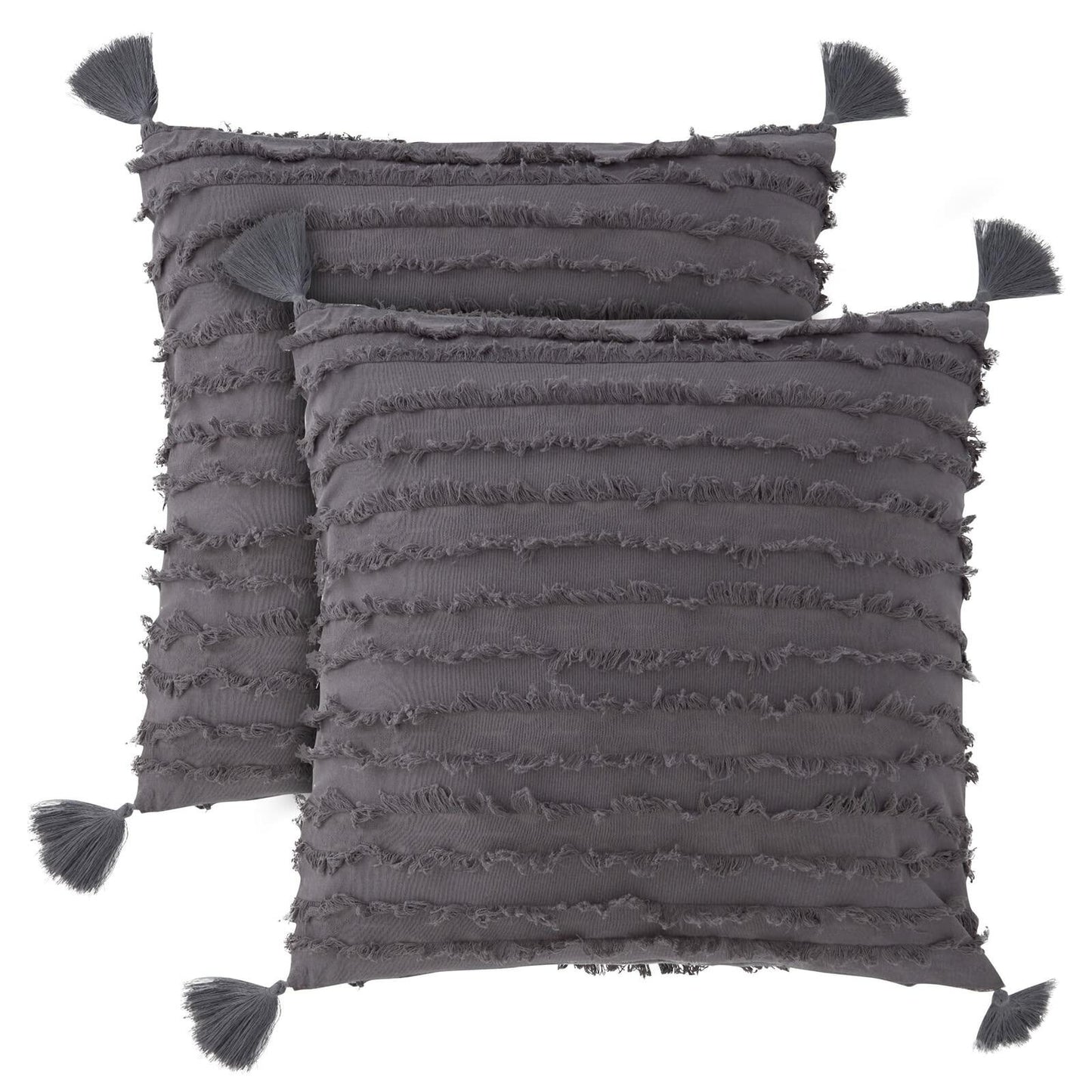 Farmlyn Creek Striped Grey Throw Pillow Covers 20x20 2 Pack