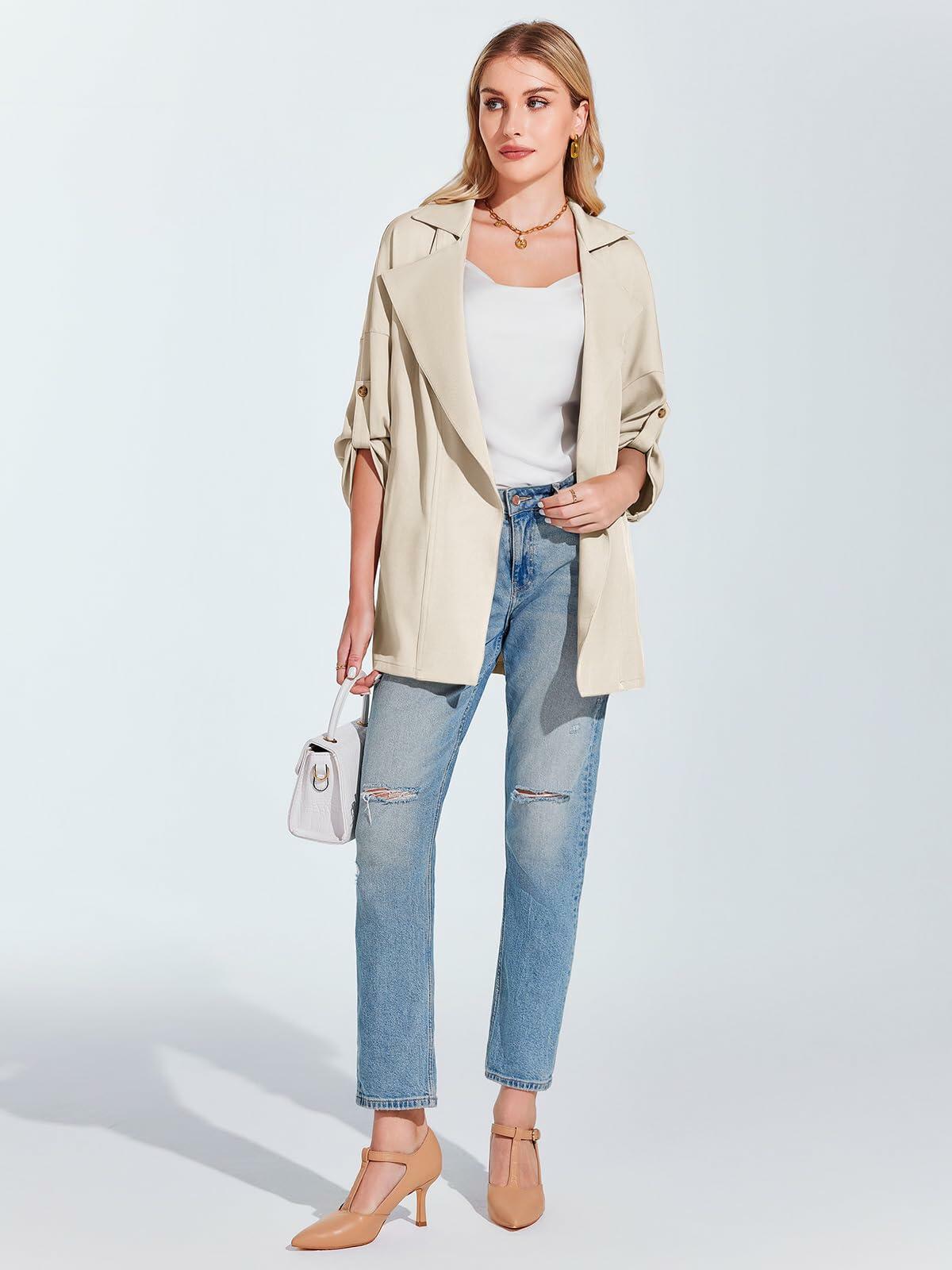 Onedreamer Women's Military Jacket Lightweight Oversized Utility Coat Size M